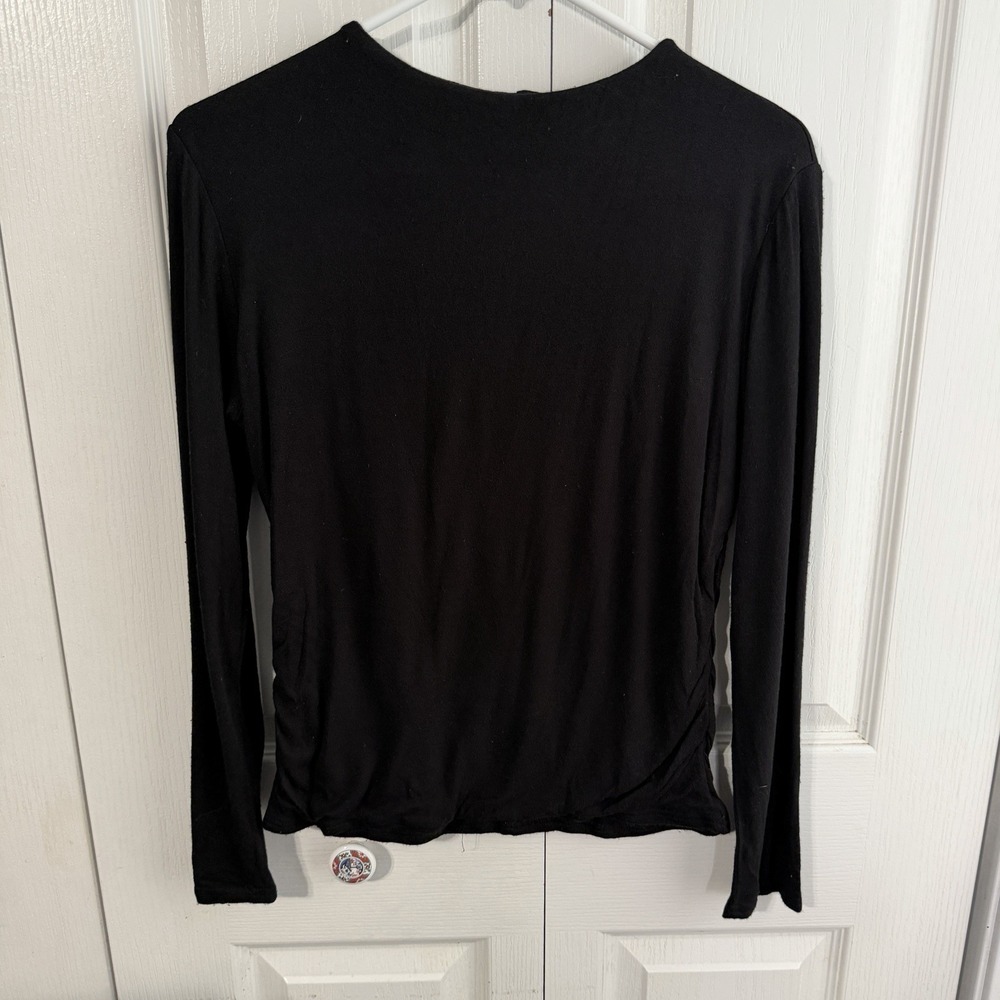 Vici Black Long Sleeve Ruched Boat Neck‎ Blouse Women's Sise XL Business Office